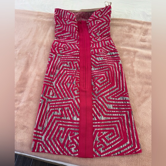 Herve Leger pink and White Geometric Dress - Picture 3 of 3